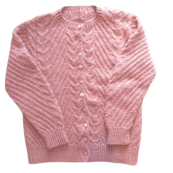 Handmade Aran Style New 100% Wool Cardigan Richly Textured Plush Cables & Ribs - Picture 2 of 10
